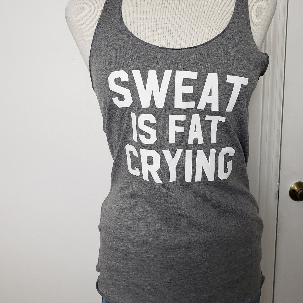 Gray Burnout Racerback Activewear Gym Women's Tank Top Size S